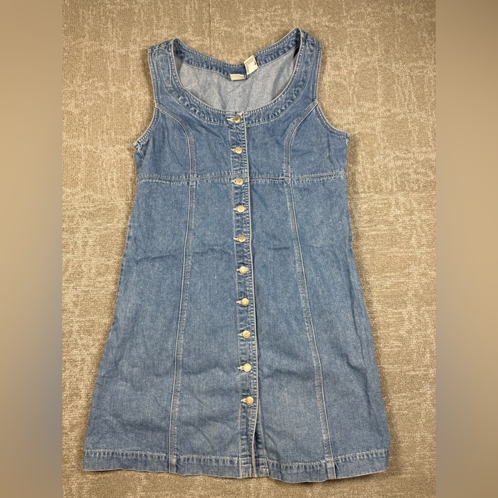 Gap Y2K Vintage Jean Denim Button Down Boho Dress Women Size 12